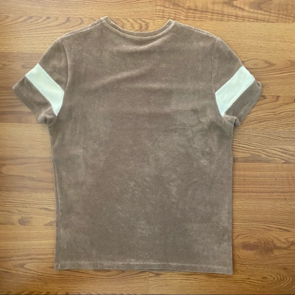 ASOS T-Shirt in Towelling fabric w/ contract panels in Sand - Picture 3 of 5